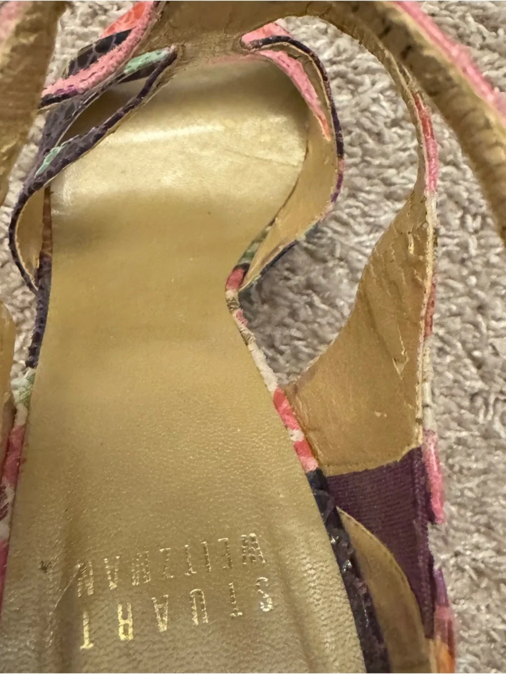 Stuart Weitzman Pink Floral Snake-Print Strappy Stiletto Sandals Size 8.5 - Picture 9 of 14
